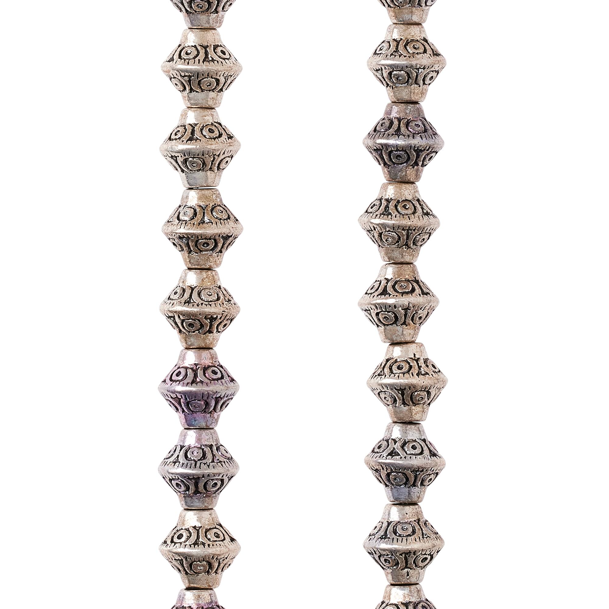 Antique Silver Carved Bicone Beads, 7mm by Bead Landing™